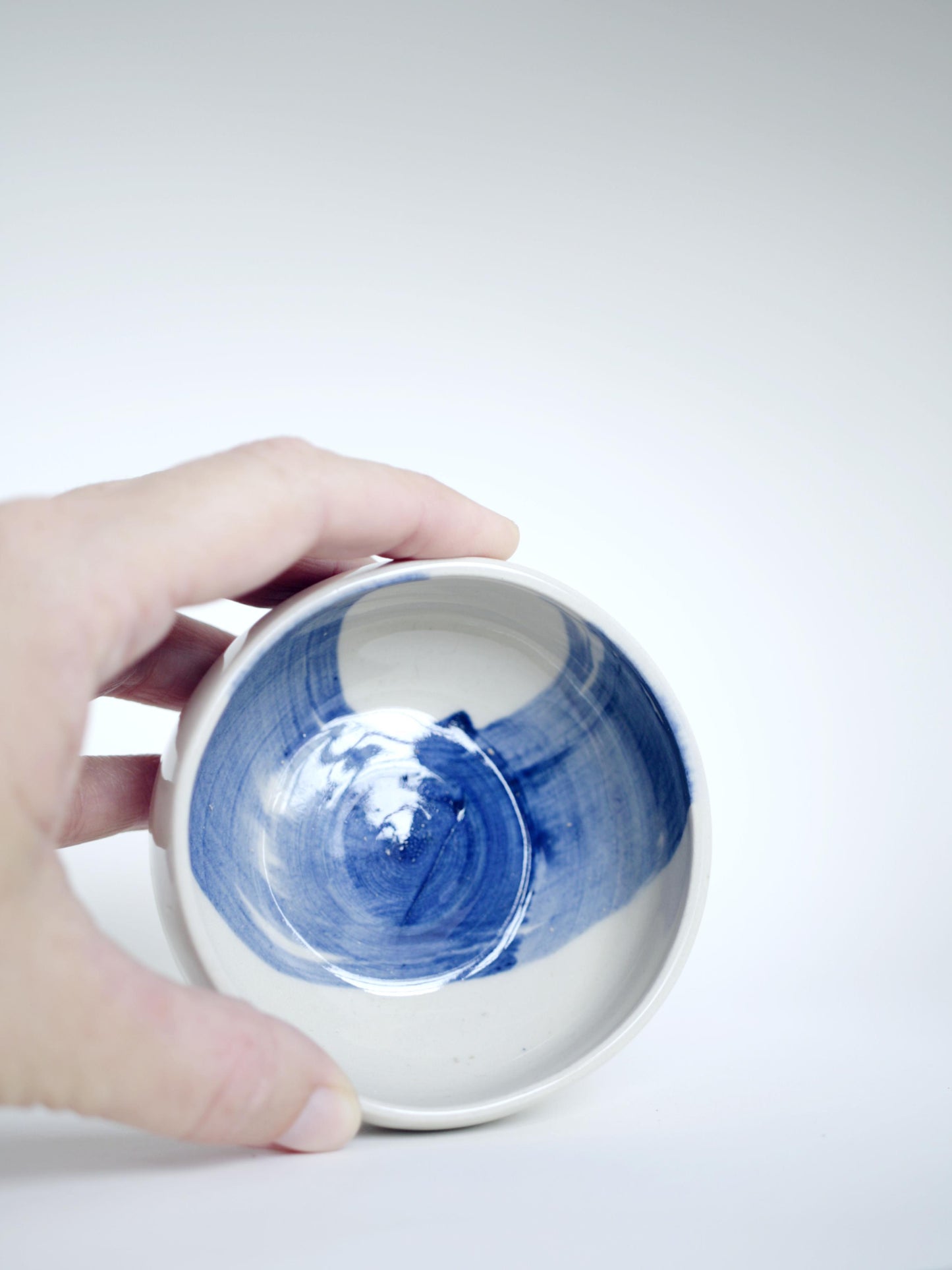 Blue painted serving bowl - tiny