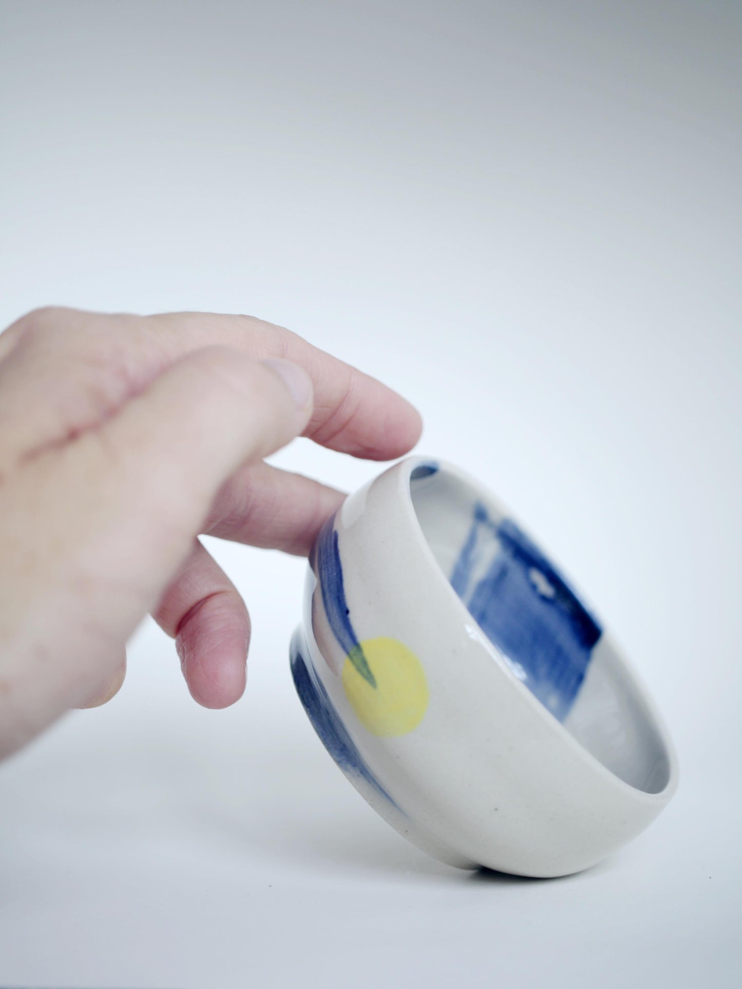 Blue painted serving bowl - tiny