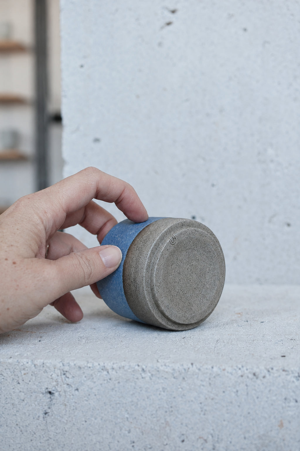 Small blue cup
