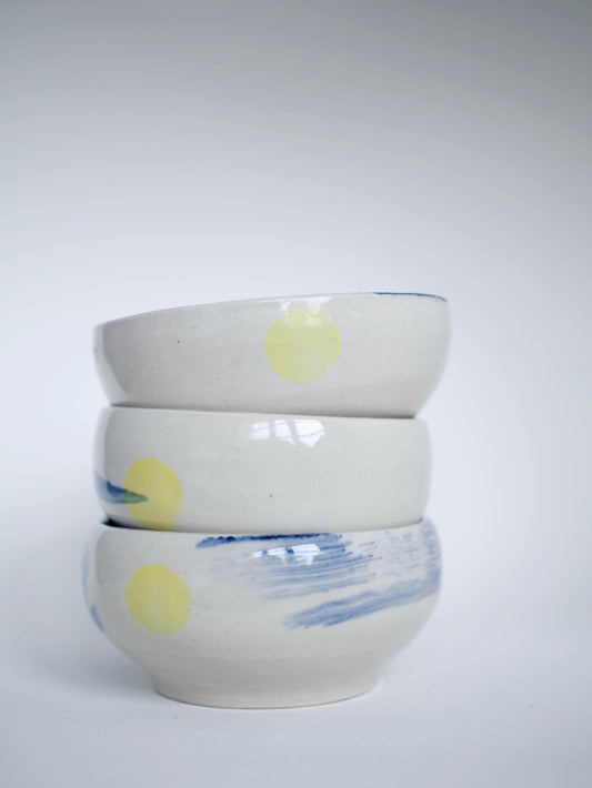 Blue painted serving bowl - tiny